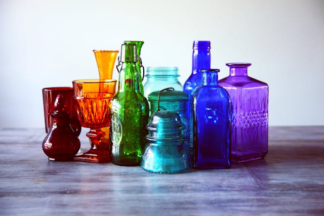 Elegant glassware arranged for a dining table setting